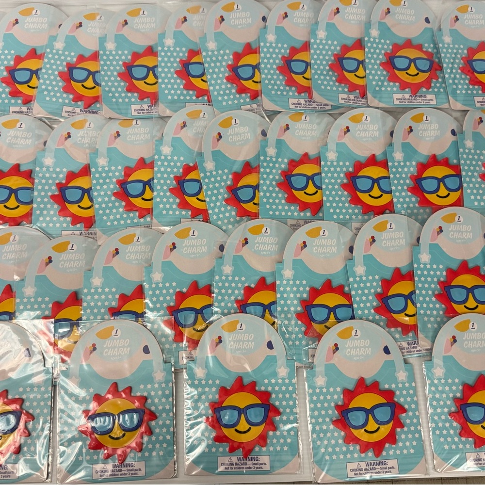 Bulk Party Favor Lot Of 35 Jumbo Charms For Beach Bag Tote - Sun with Sunglasses